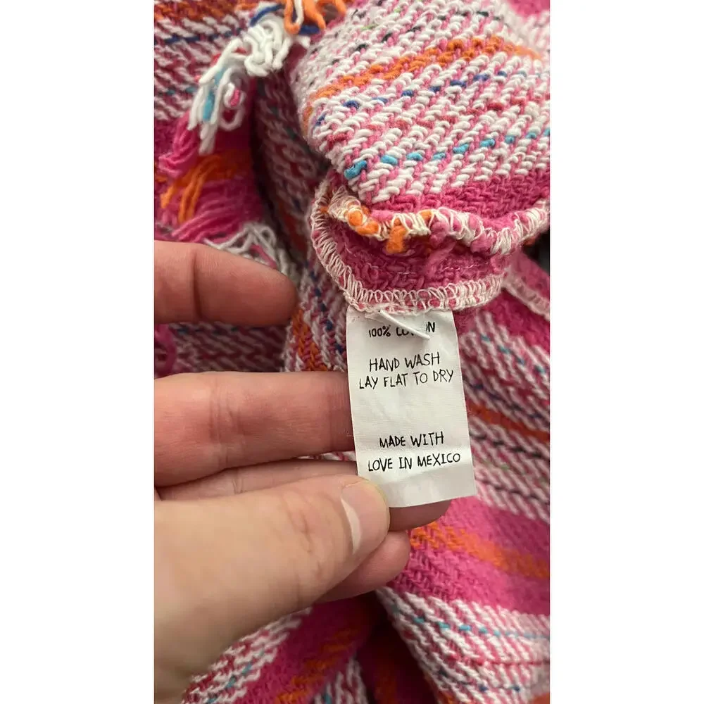 JEN'S PIRATE BOOTY FRINGE BOHO PINK BLANKET HOODIE M/L - Picture 9 of 10